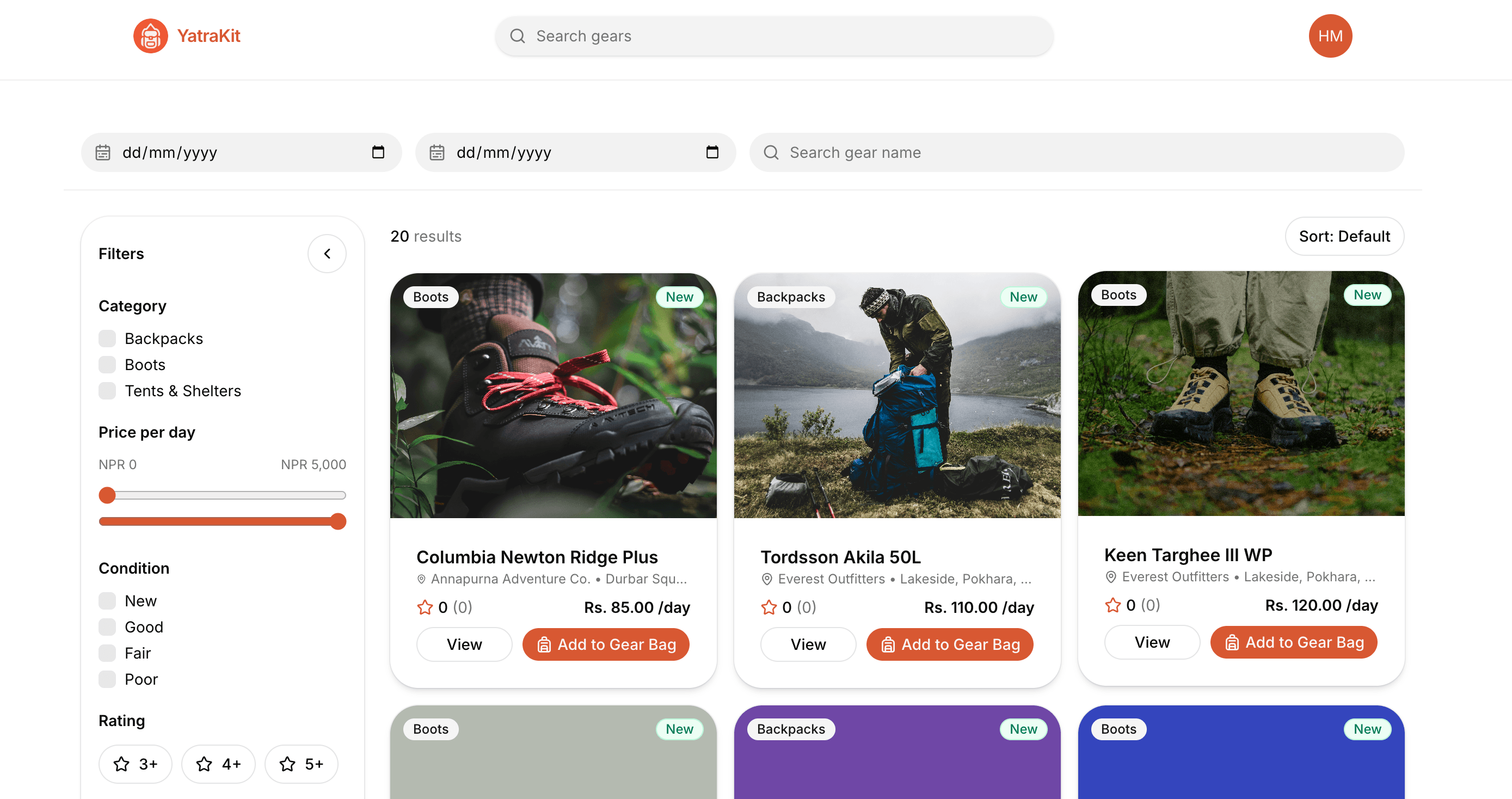 YatraKit — Tourism Gear Rental Marketplace screenshot